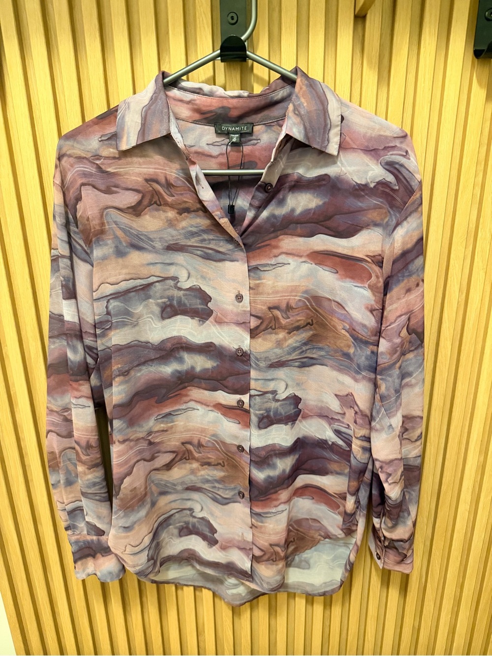 Dynamite Abstract Marble Print Button-Up Blouse